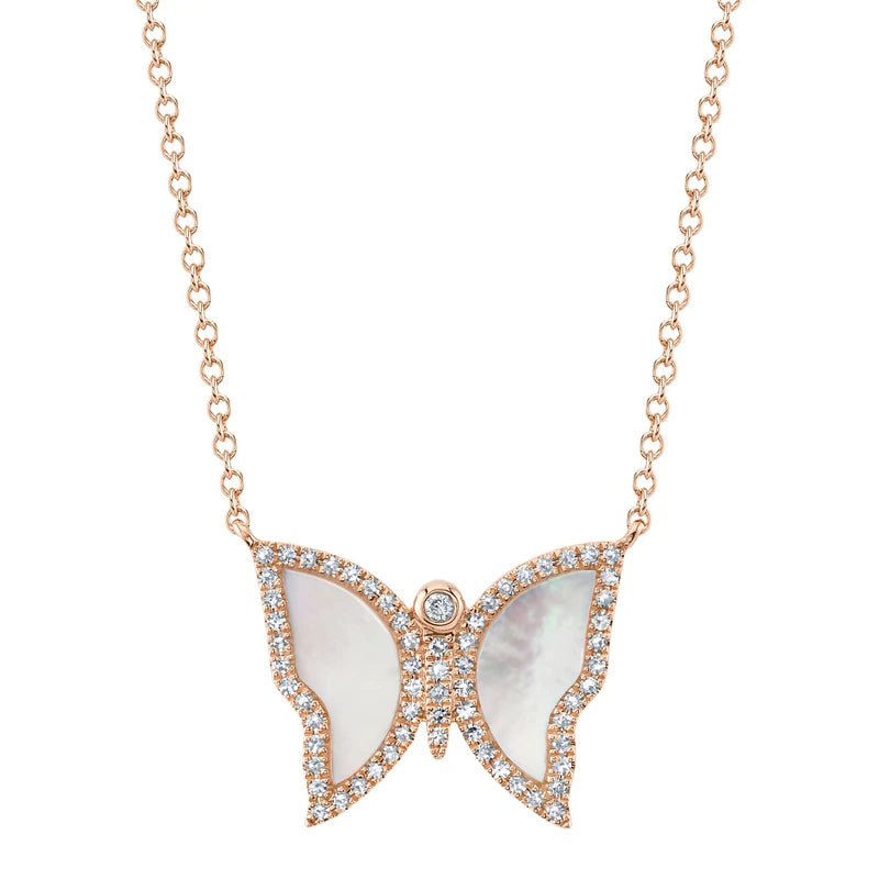 Mother of Pearl Butterfly Necklace