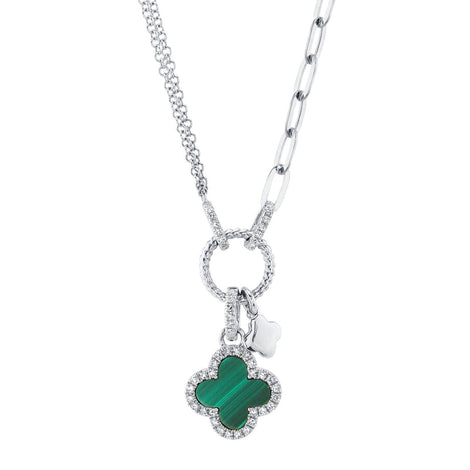 Malachite Clover Drop Necklace in 9ct Yellow Gold – Jems of Remuera