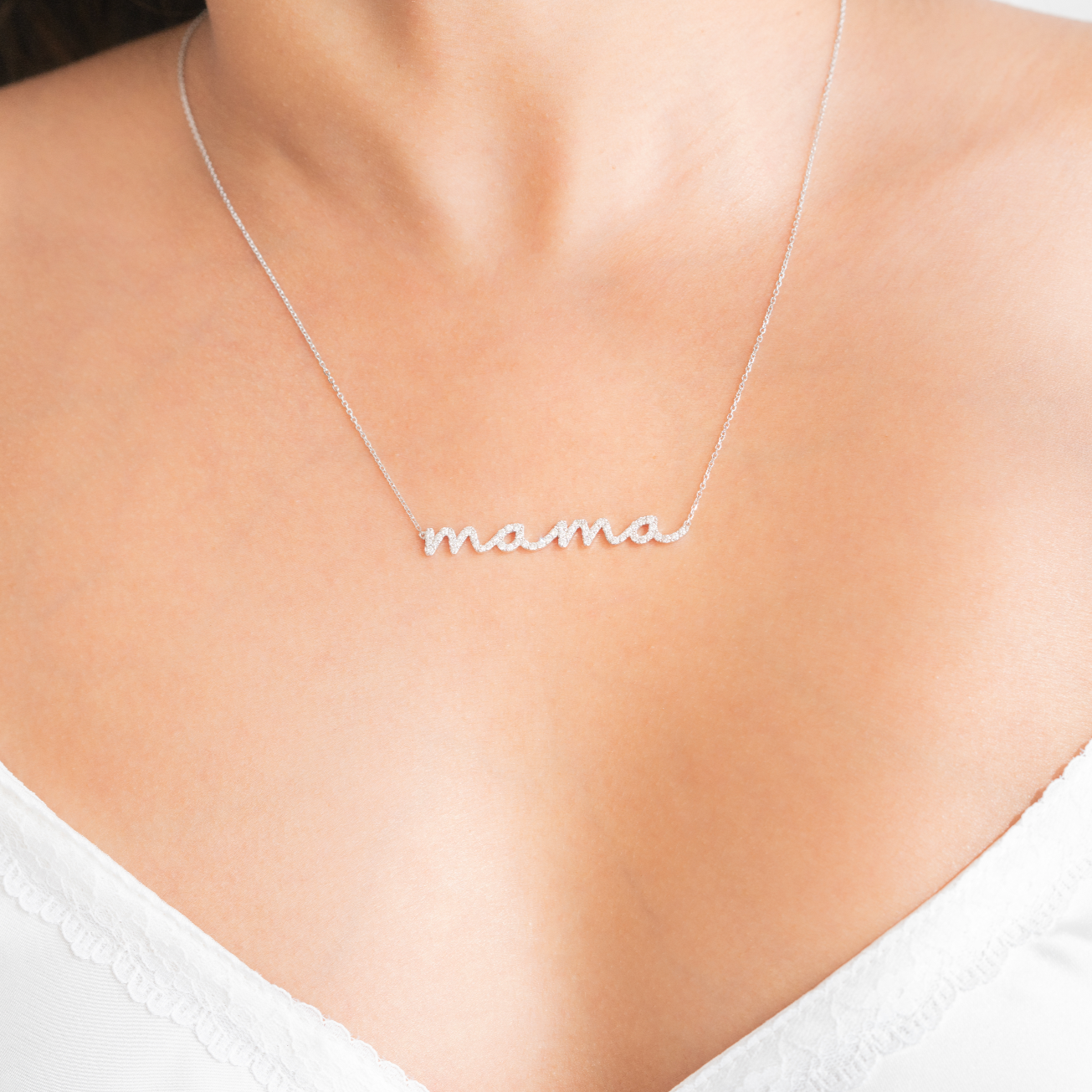 Cursive Diamond Nameplate Necklace
