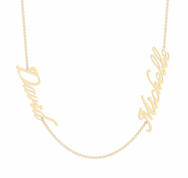 Two Name 14k Gold Nameplate Necklace