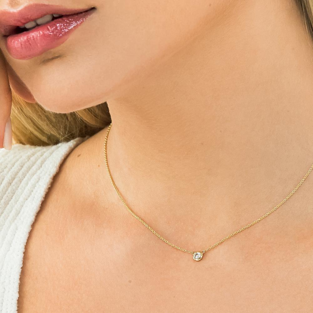 Solitaire Diamond Bezel Necklace