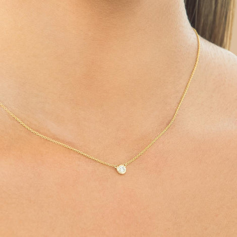 Solitaire Diamond Bezel Necklace