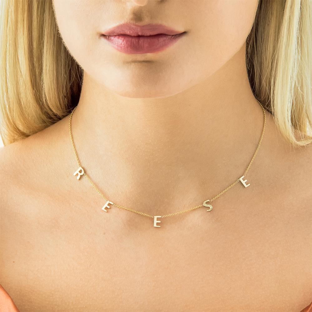 Letter Name Necklace -14k Gold