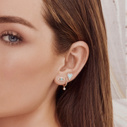 Composite Turquoise & Diamond Eye Stud Earring
