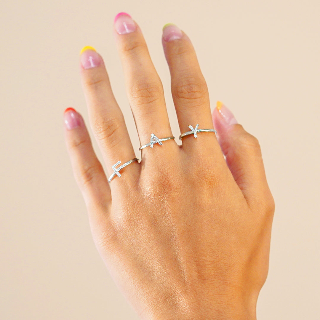 Personalized Diamond Initial Ring