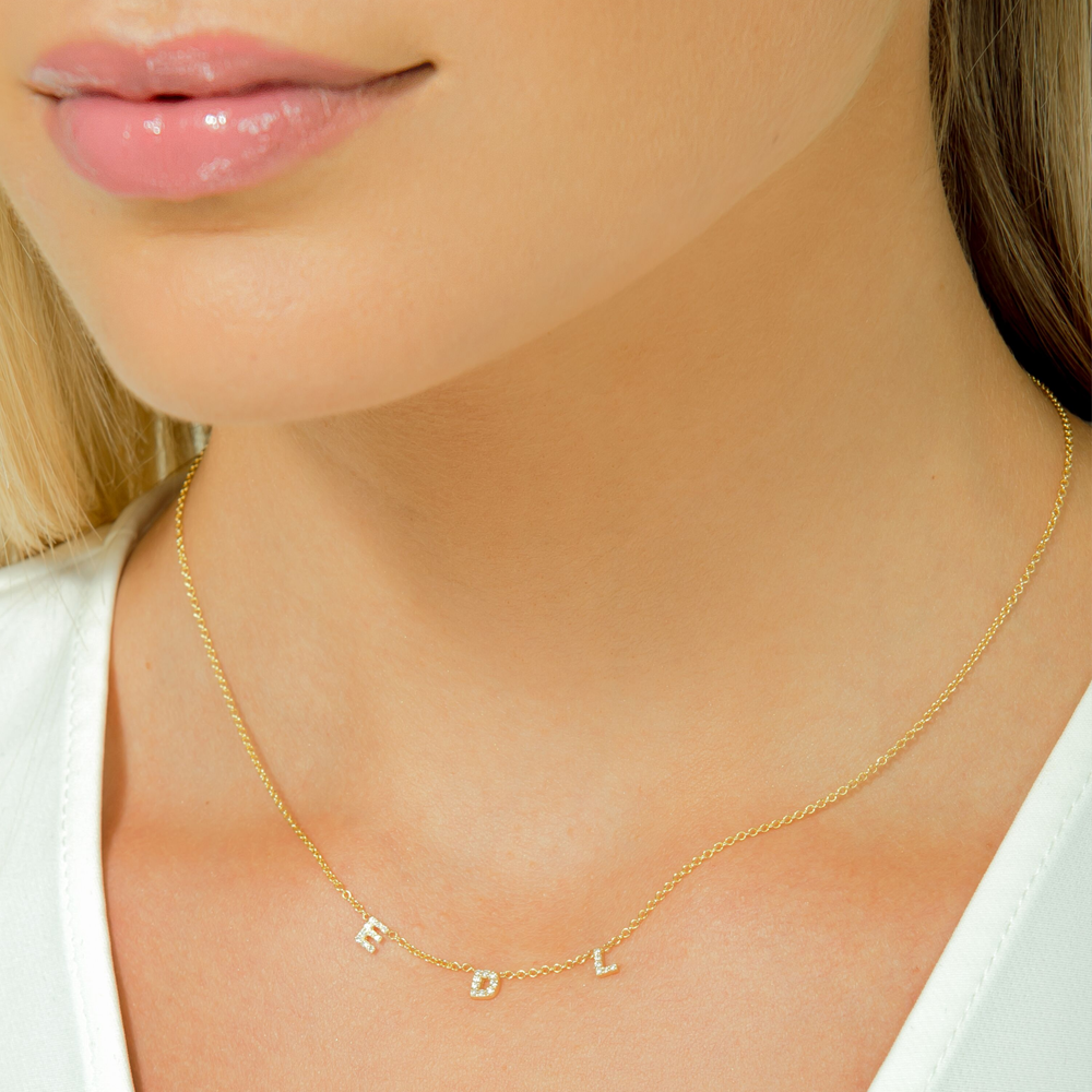 Dainty Diamond Letter Necklace