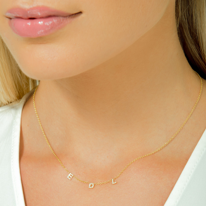 Dainty Diamond Letter Necklace
