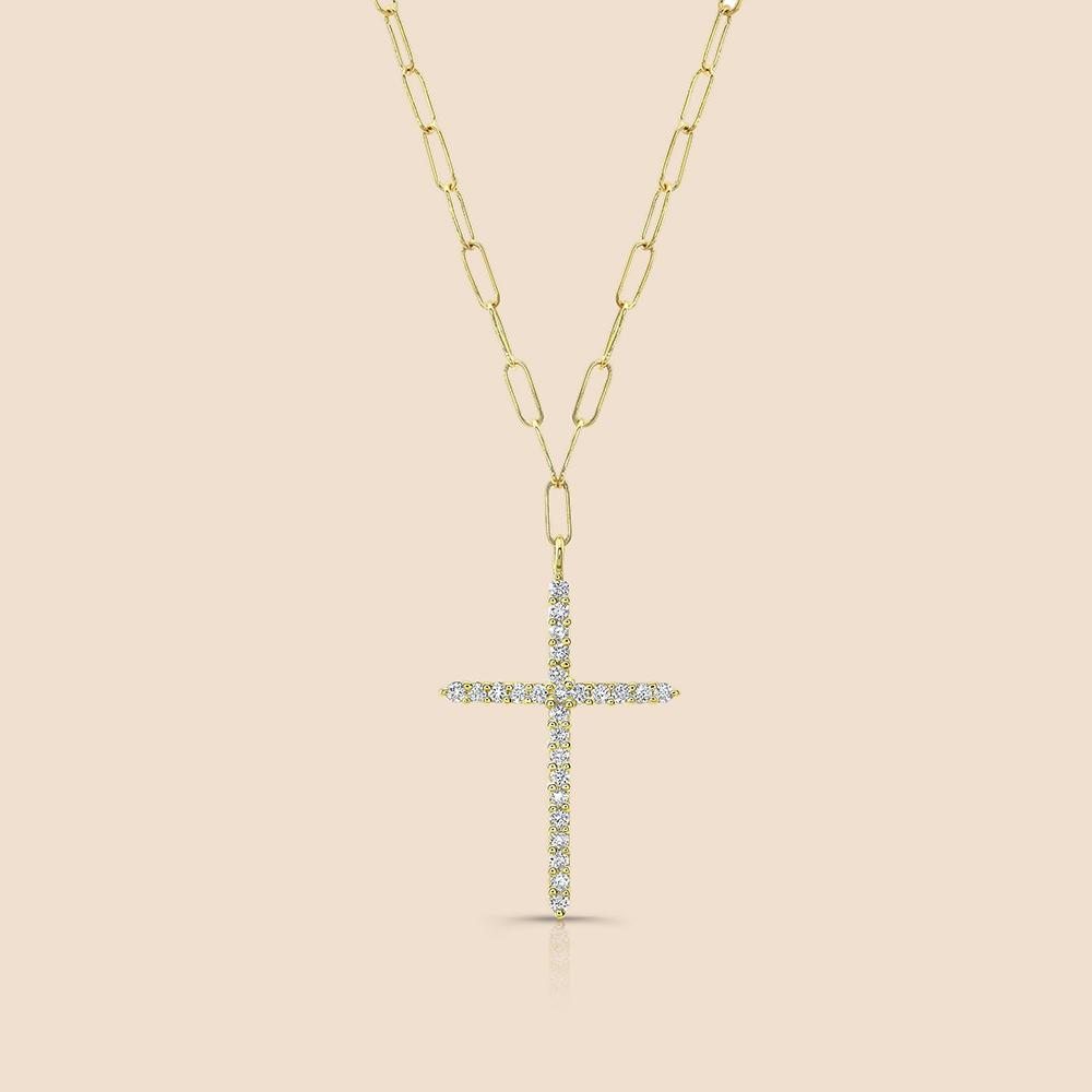 Diamond Cross Link Chain Necklace