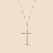Diamond Cross Link Chain Necklace