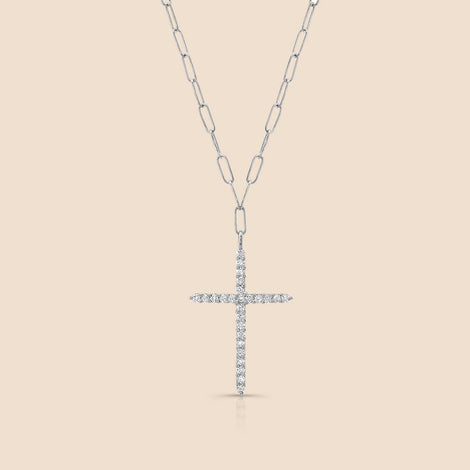 Diamond Cross Link Chain Necklace