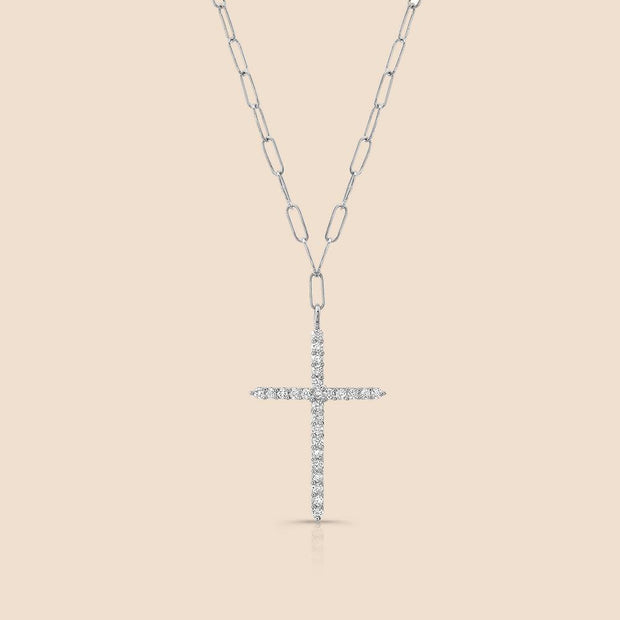 Diamond Cross Link Chain Necklace