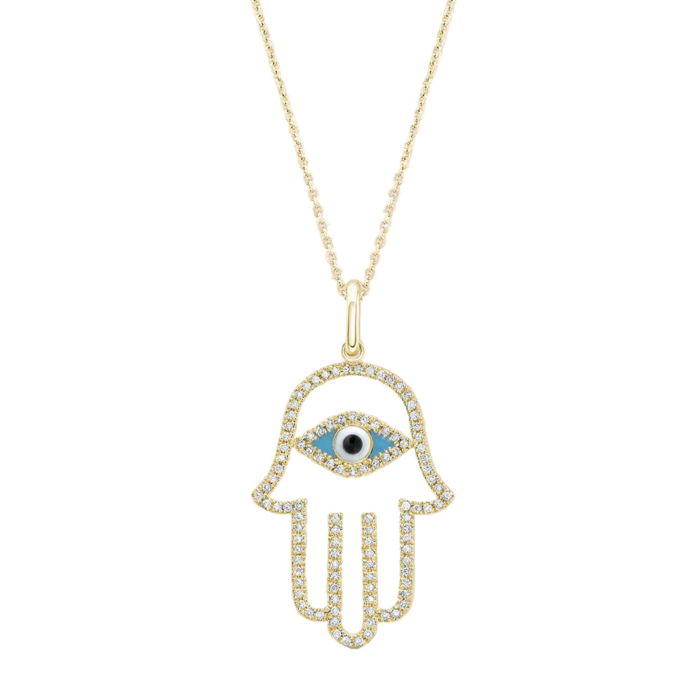 Diamond Hamsa Eye Necklace