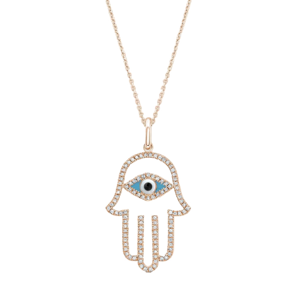 Diamond Hamsa Eye Necklace