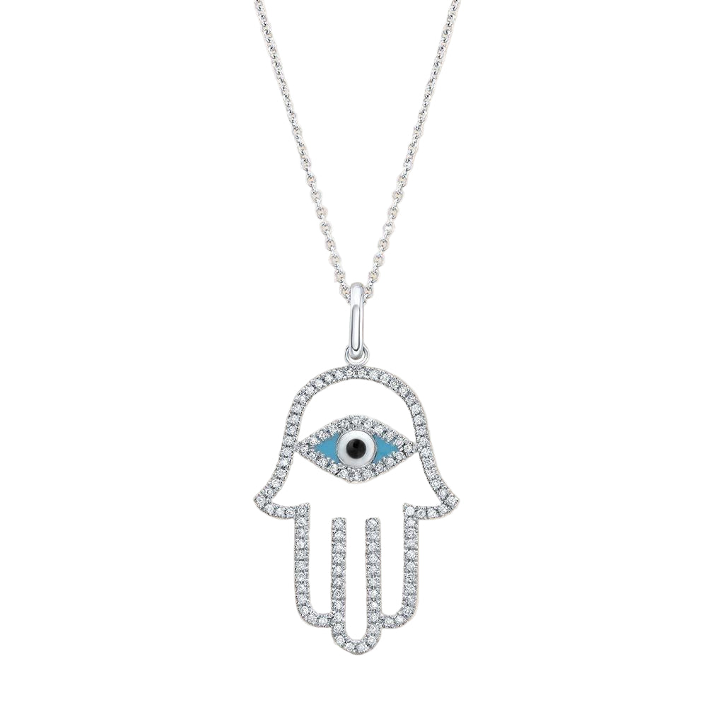 Diamond Hamsa Eye Necklace
