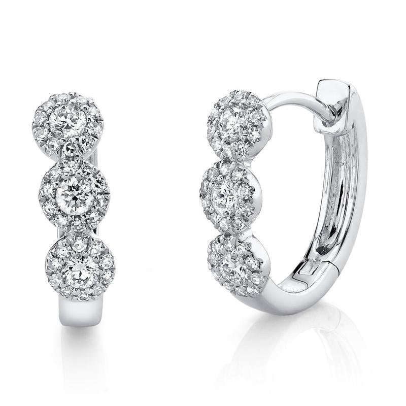 Three Diamond Huggie Earring