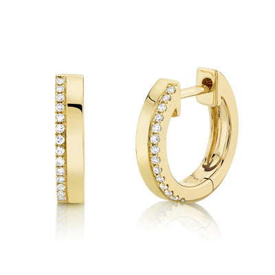 Diamond Lined Gold Huggie Earrings