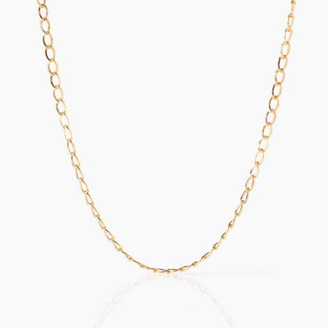 Italian Solid Flat Curb Chain Necklace 10K Yellow Gold 24