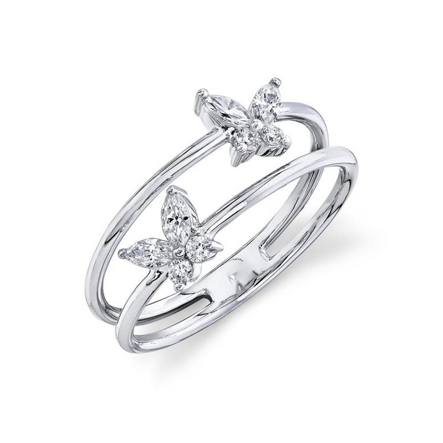 Two Butterfly Diamond Ring
